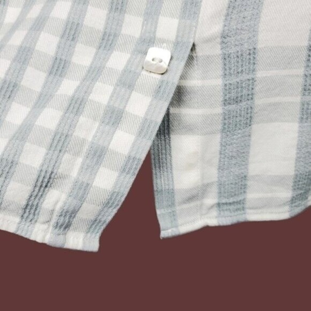 Soft Surroundings Womens Huntleigh Ivory Sage Green Plaid Tunic Shirt Size L View 6